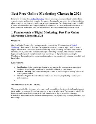 Online Marketing Classes in 2024