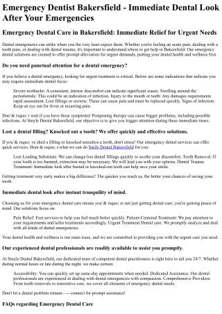 Emergency Dentist Bakersfield