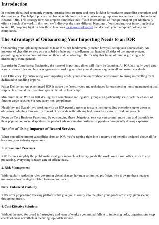 The Advantages of Outsourcing Your Importing Needs to an IOR