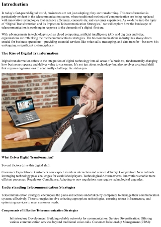 “Digital Transformation and Its Impact on Telecommunication Strategies”