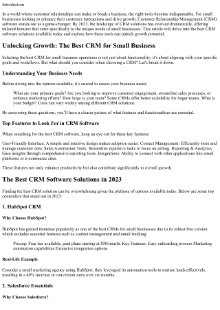 Unlocking Growth: The Best CRM Software Solutions for Small Businesses in 2023