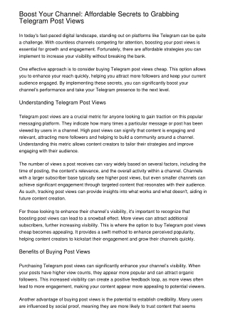 Boost Your Channel: Affordable Secrets to Grabbing Telegram Post Views