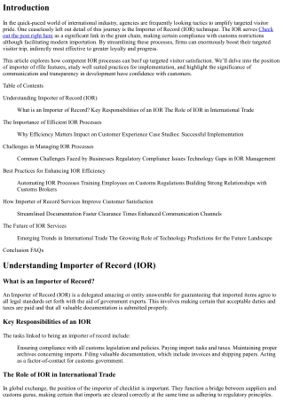 Enhancing Customer Satisfaction Through Efficient IOR Processes