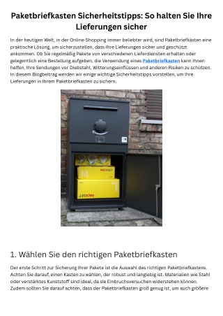 Paketbriefkasten Sicherheitstipps: So halten Sie Ihre Lieferungen sicher