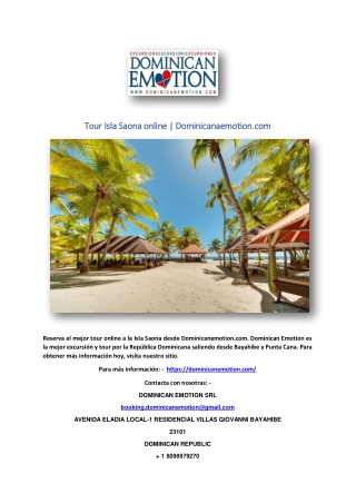 Tour Isla Saona online | Dominicanaemotion.com