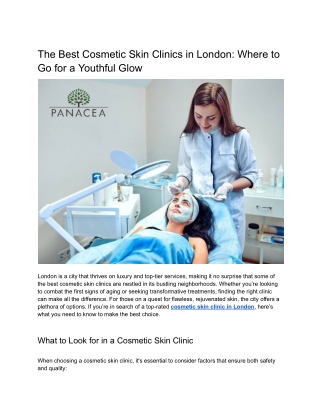 The Best Cosmetic Skin Clinics in London_ Where to Go for a Youthful Glow