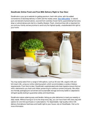 Doodhvale Online Fresh and Pure Milk Delivery Right to Your Door