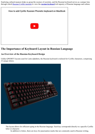 Cultural Insights: What the Russian Keyboard Reveals About Russian Language and