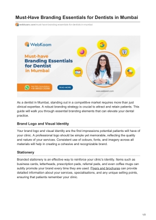 Must-Have Branding Essentials for Dentists in Mumbai