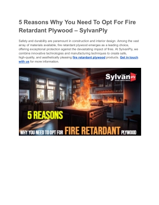 5 Reasons Why You Need To Opt For Fire Retardant Plywood – SylvanPly