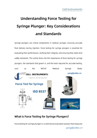 Understanding Force Testing for Syringe Plunger Key Considerations and Standards