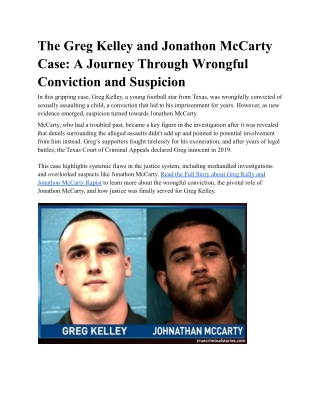 The Greg Kelley and Jonathon McCarty Case
