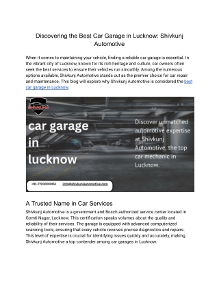 Discovering the Best Car Garage in Lucknow_ Shivkunj Automotive