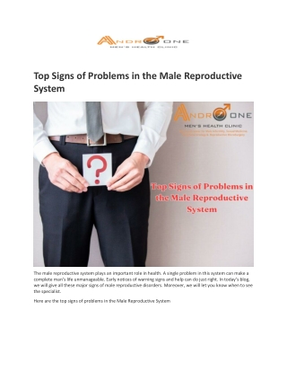 Top Signs of Problems in the Male Reproductive System