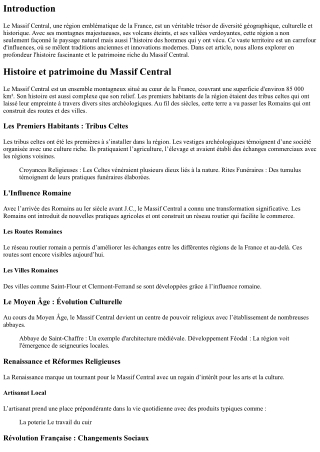 Histoire et patrimoine du Massif Central