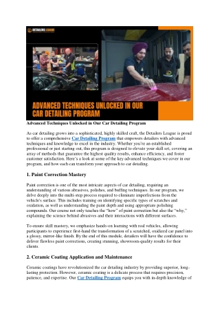 Advanced Techniques Unlocked in Our Car Detailing Program