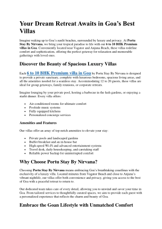 Your Dream Retreat Awaits in Goa's Best Villas