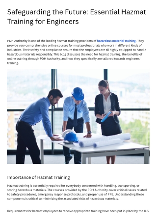 Safeguarding the Future Essential Hazmat Training for Engineers