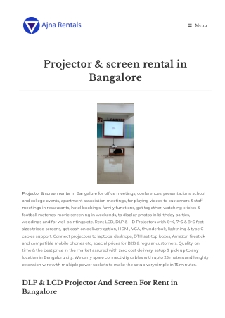 Projector & Screen For Rent In Bangalore  Ajna Rentals Blog