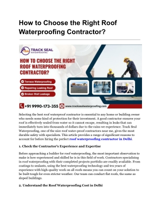 Right Roof Waterproofing Contractor