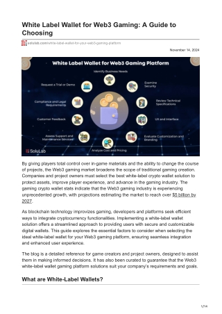 White Label Wallet for Web3 Gaming A Guide to Choosing