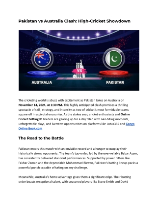 Pakistan vs Australia Clash High-Cricket Showdown