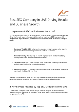 Best SEO Company in UAE Driving Results and Business Growth