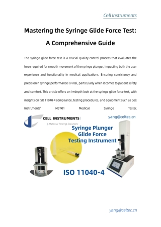 Mastering the Syringe Glide Force Test A Comprehensive Guide
