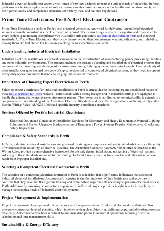 Full Guide to Industrial Electrical Installation Services in Perth