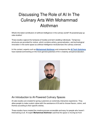 Discussing The Role of AI In The Culinary Arts With Mohammad Alothman