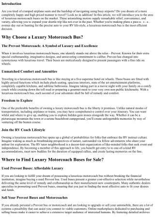 Enhance Your Travel Experience: Discover Luxury Motorcoach Buses for Sale