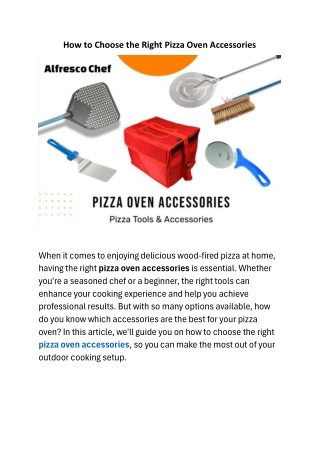 How to Choose the Right Pizza Oven Accessories