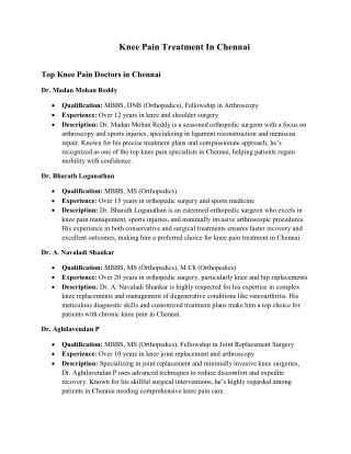 Knee Pain Treatment In Chennai