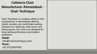 Cafeteria Chair Manufacturer Ahmedabad - Chair Technique