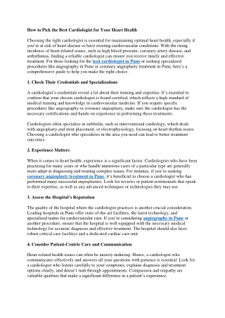 How to Pick the Best Cardiologist for Your Heart Health