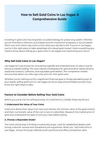 How to Sell Gold Coins in Las Vegas: A Comprehensive Guide 