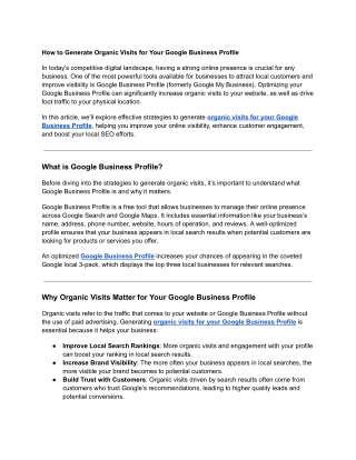 How to Generate Organic Visits for Your Google Business Profile