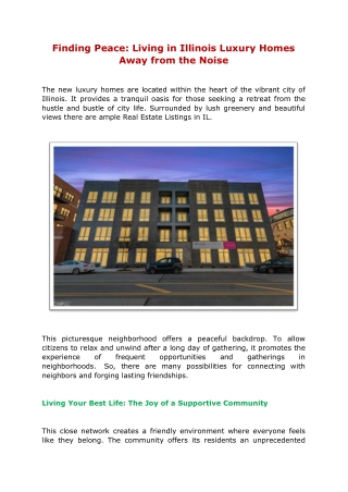 Finding Peace: Living in Illinois Luxury Homes Away from the Noise