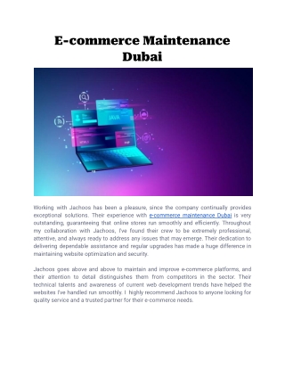 E-commerce Maintenance Dubai