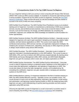 A Comprehensive Guide To The Top 5 AWS Courses For Beginner