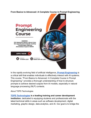 From Basics to Advanced A Complete Course in Prompt Engineering