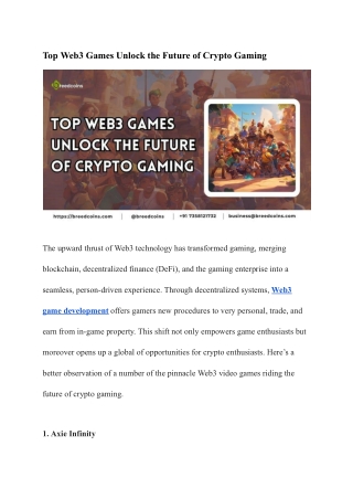Top Web3 Games Unlock the Future of Crypto Gaming