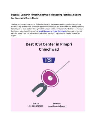Best ICSI Center in Pimpri Chinchwad | ICSI Treatment in PCMC | Pune IVF