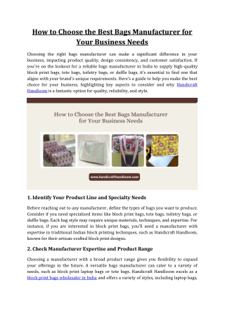 How to Choose the Best Bags Manufacturer for Your Business Needs