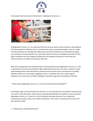 Commercial Electrical Services in Palm Desert