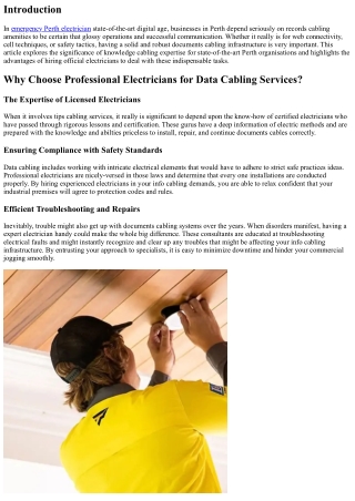 Data Cabling Services for Modern Perth Businesses