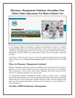 Pharmacy Management Solutions Streamline Your Tribal Clinics Operations For Better Patient Care