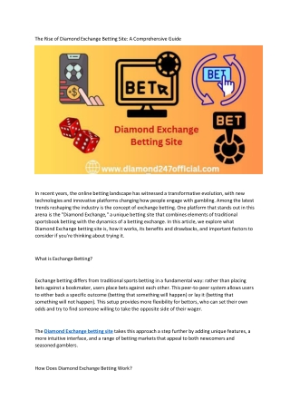 The Rise of Diamond Exchange Betting Site
