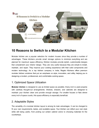10 Reasons to Switch to a Modular Kitchen