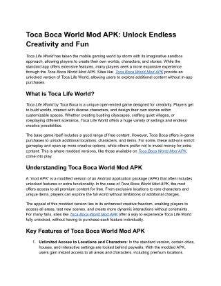 Toca Boca World Mod APK- Unlock Endless Creativity and Fun